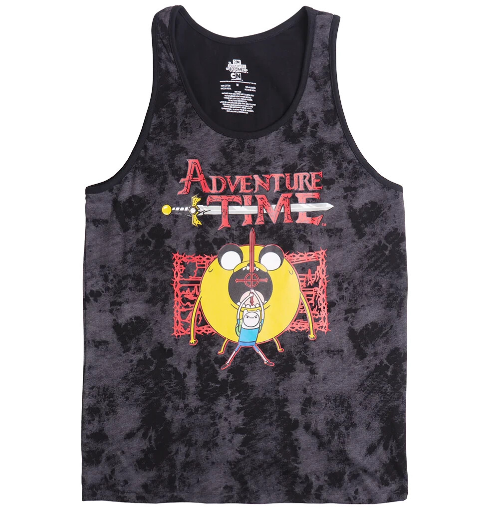 Cartoon Network’s Adventure Time Black Washed Cotton Tank Top A-Shirt