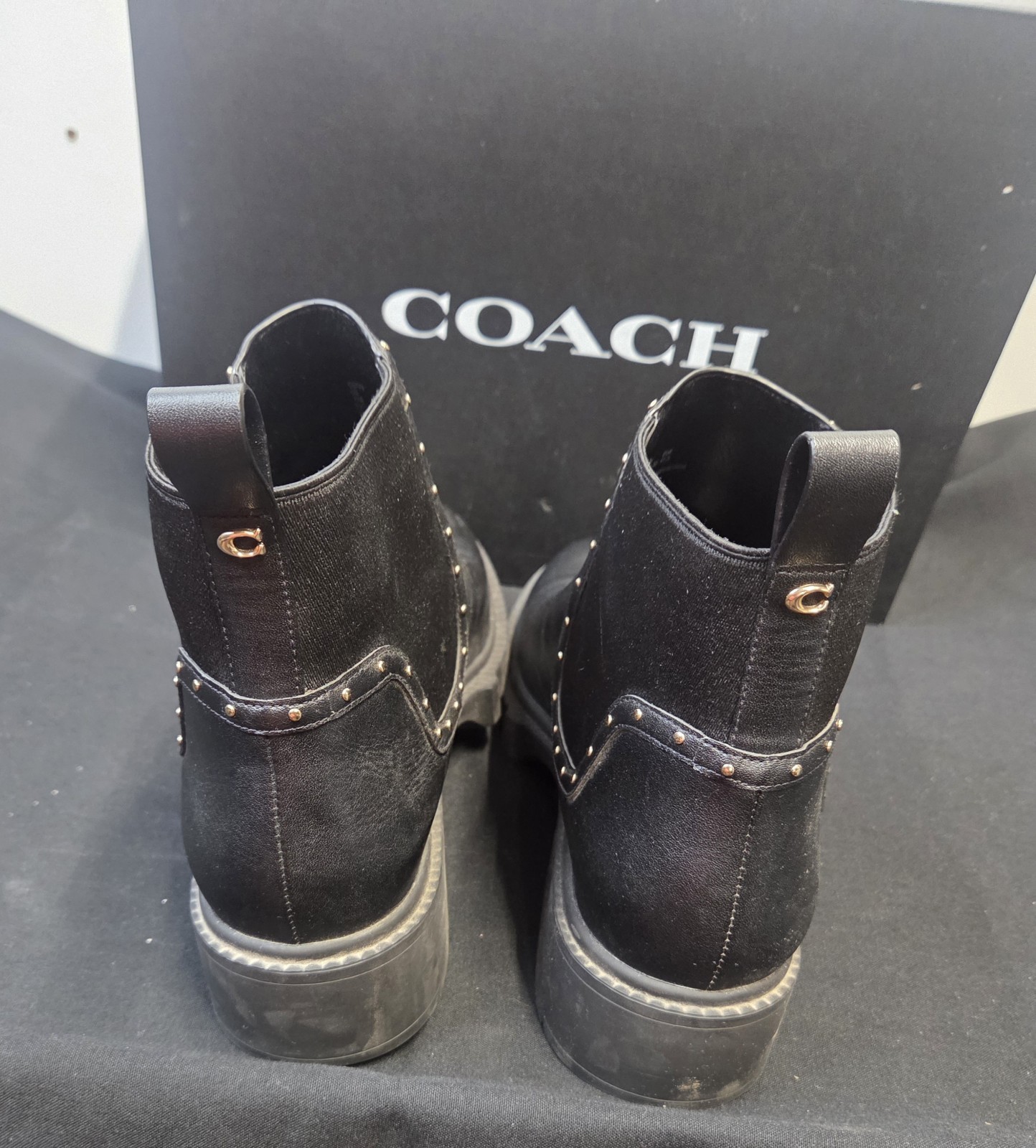 Womans Coach Lory Leather studded Booties Size 11 Black with box
