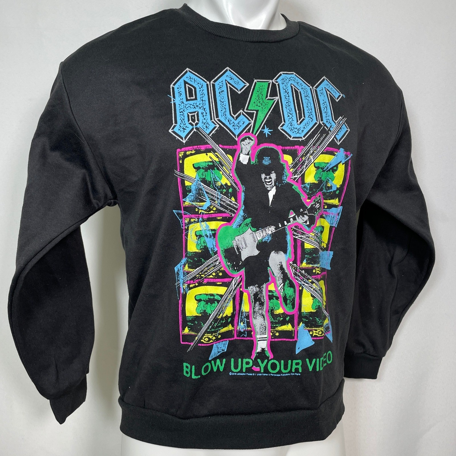 AC/DC Blow Up Your Video Angus Young Rock Black Sweatshirt Men’s MEDIUM