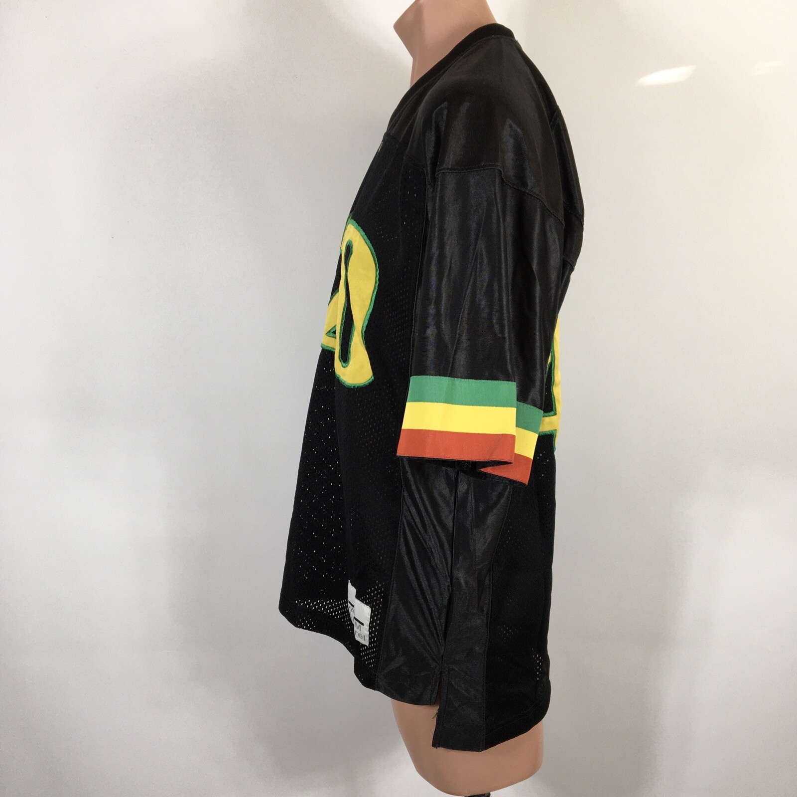 VTG 90s Atum Apparel 420 Weed Rasta Reggae Peace Love Black Mesh Jersey M/L