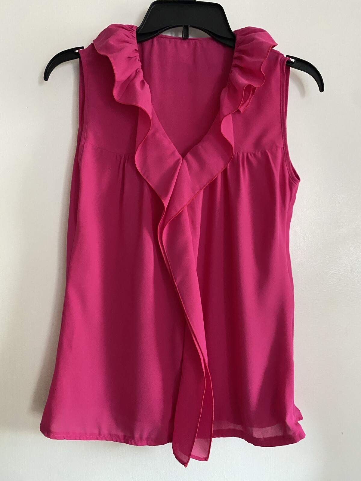 Custommade Hot Pink Ruffles Neck Women Top Size s