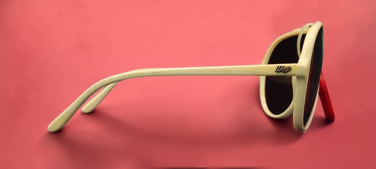Vintage Bausch & Lomb Wings Aviator Sunglasses White Red Lens France NOS Rare