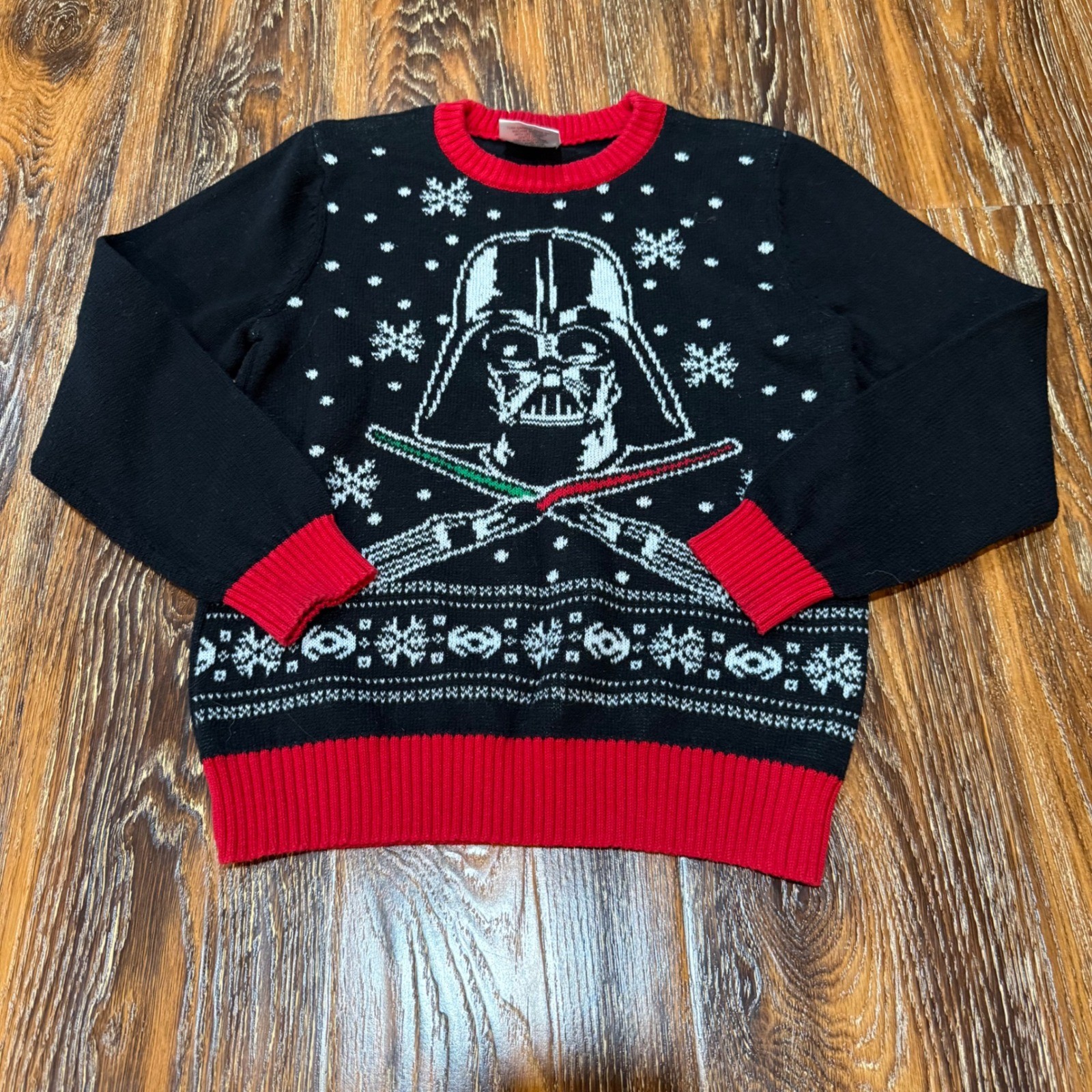 Star Wars Size 8 Jumping Beans Darth Vader Christmas Sweater Kids Black Red Knit