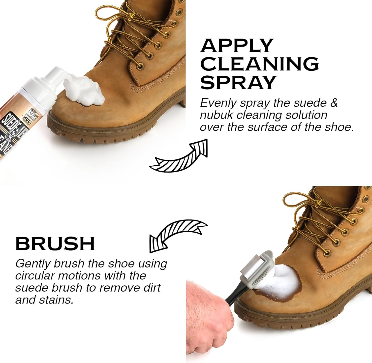 Suede Shoe Cleaner Nubuck Shoe Cleaner and Water Repellent with 4-Side Suede Bru