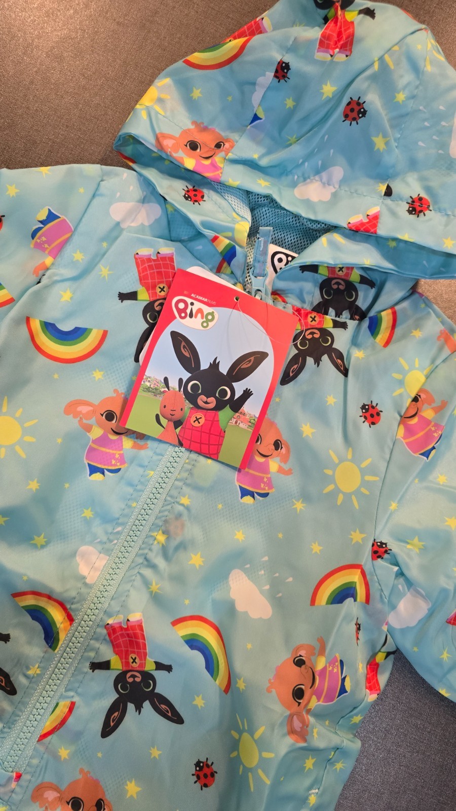 Bing bunny rainbow AOP rain all in Puddle Suit 6-9-12-18 Months 1-2-3-4 years