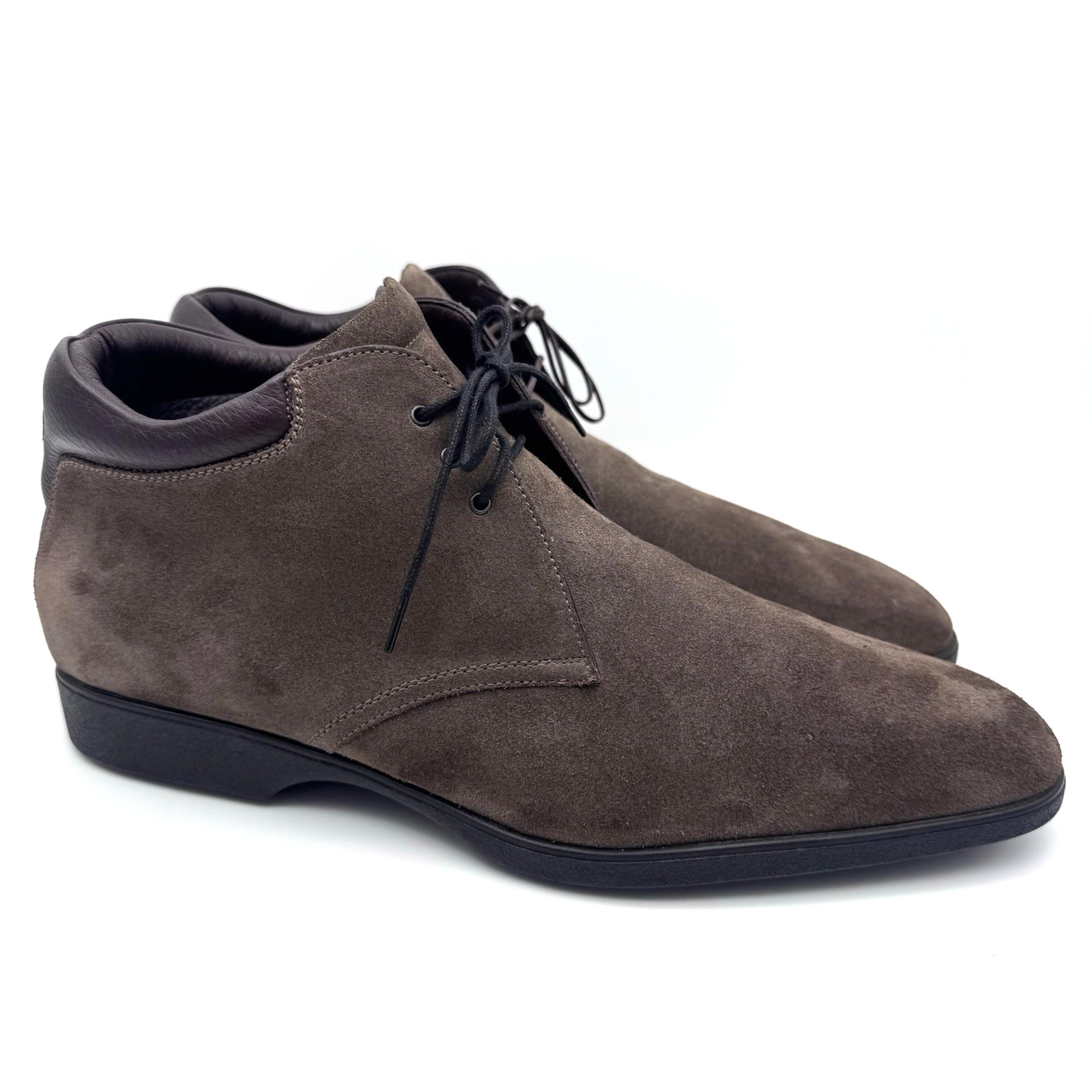 A.Testoni Gustoso Ankle Boots Grigio York Caffe Suede Men 9.5 Made In Italy