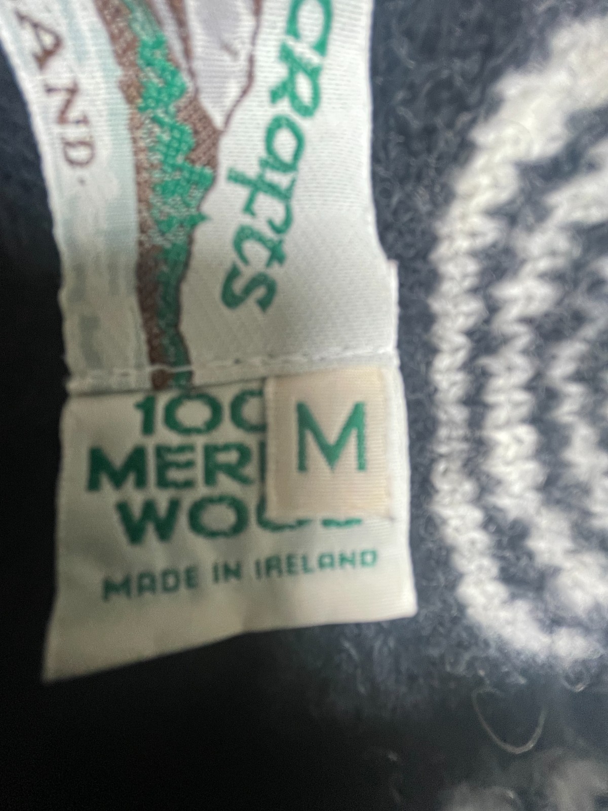 Aran Crafts Ireland Black Merino Wool Cable Knit Cardigan Sweater Women’s M