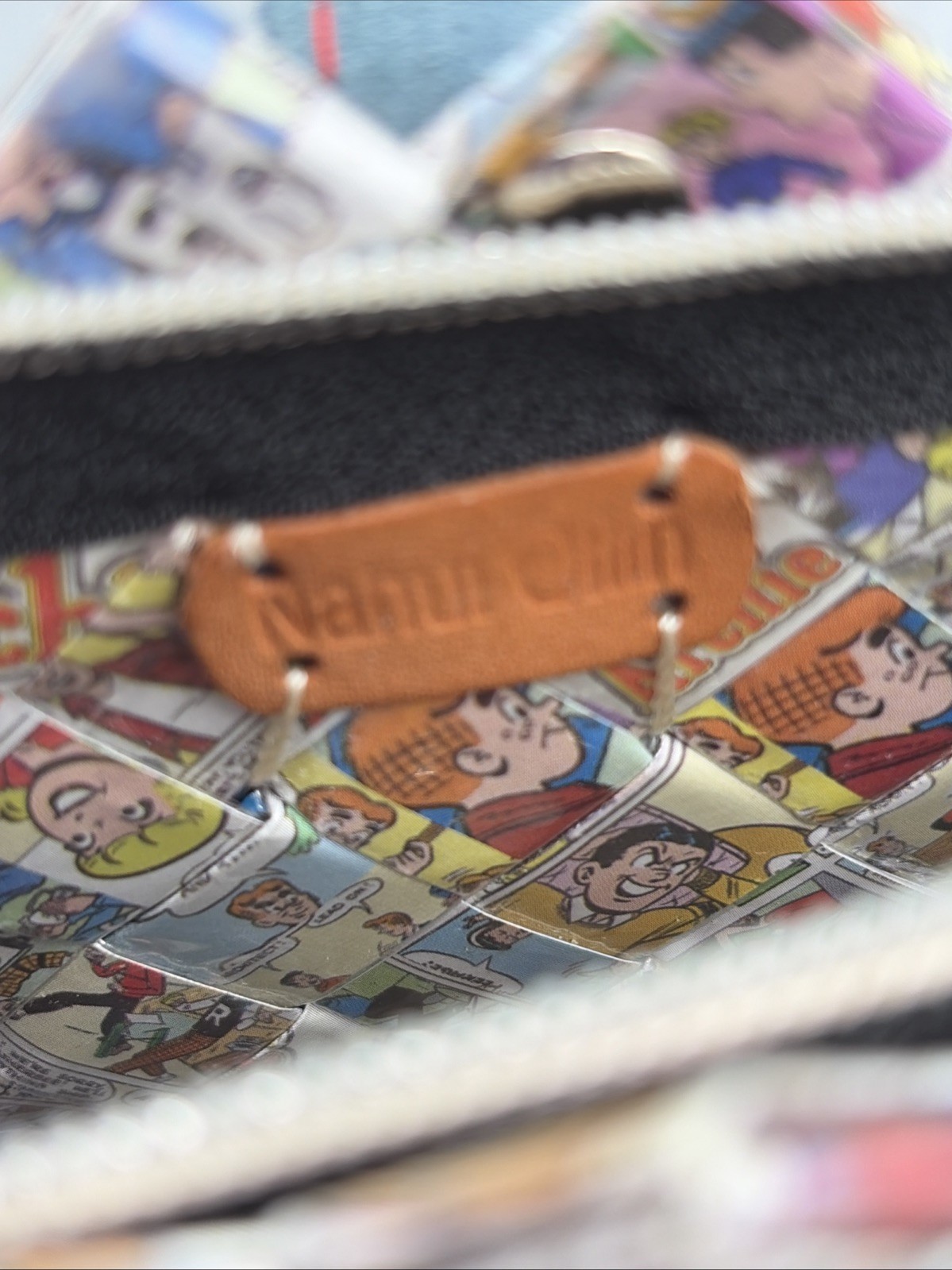 Nahui Ollin Medium Archie Jughead Candy Wrapper Purse Leather Strap Bag OOAK