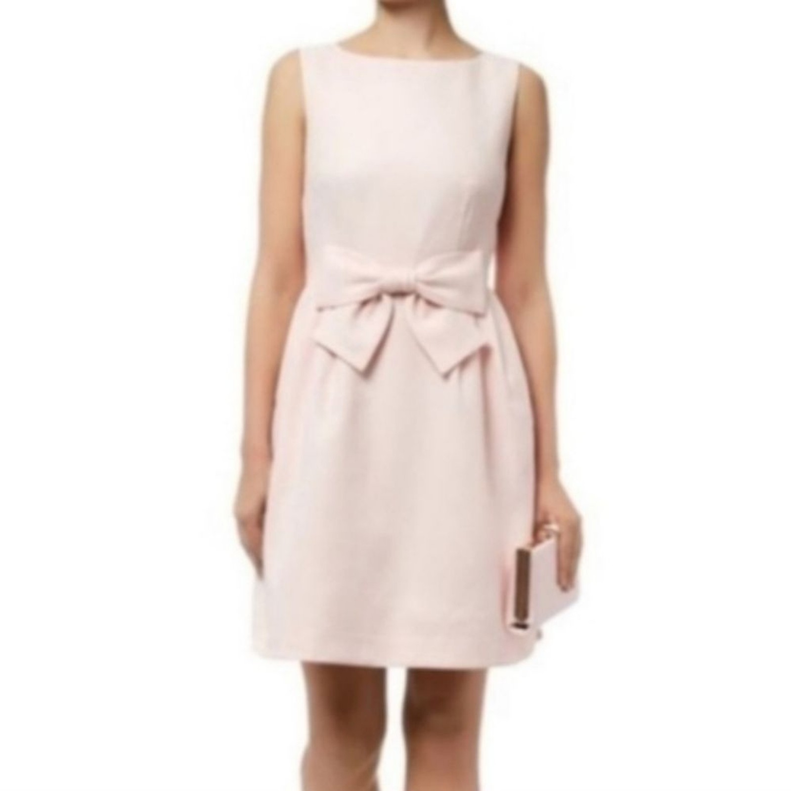 Maison Jules Size Medium Powder Pink Bow Waist Crepe Sheath Mini Dress Feminine