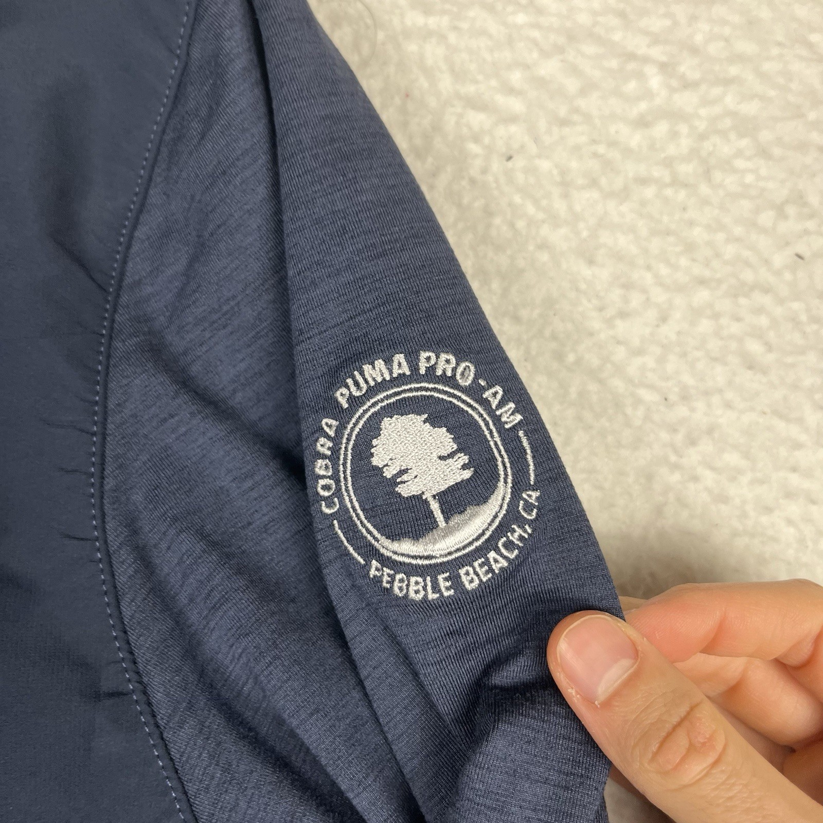 Puma 1/4 Zip Mens Medium Cobra Puma Golf Pro-Am Pebble Beach CA Navy Blue