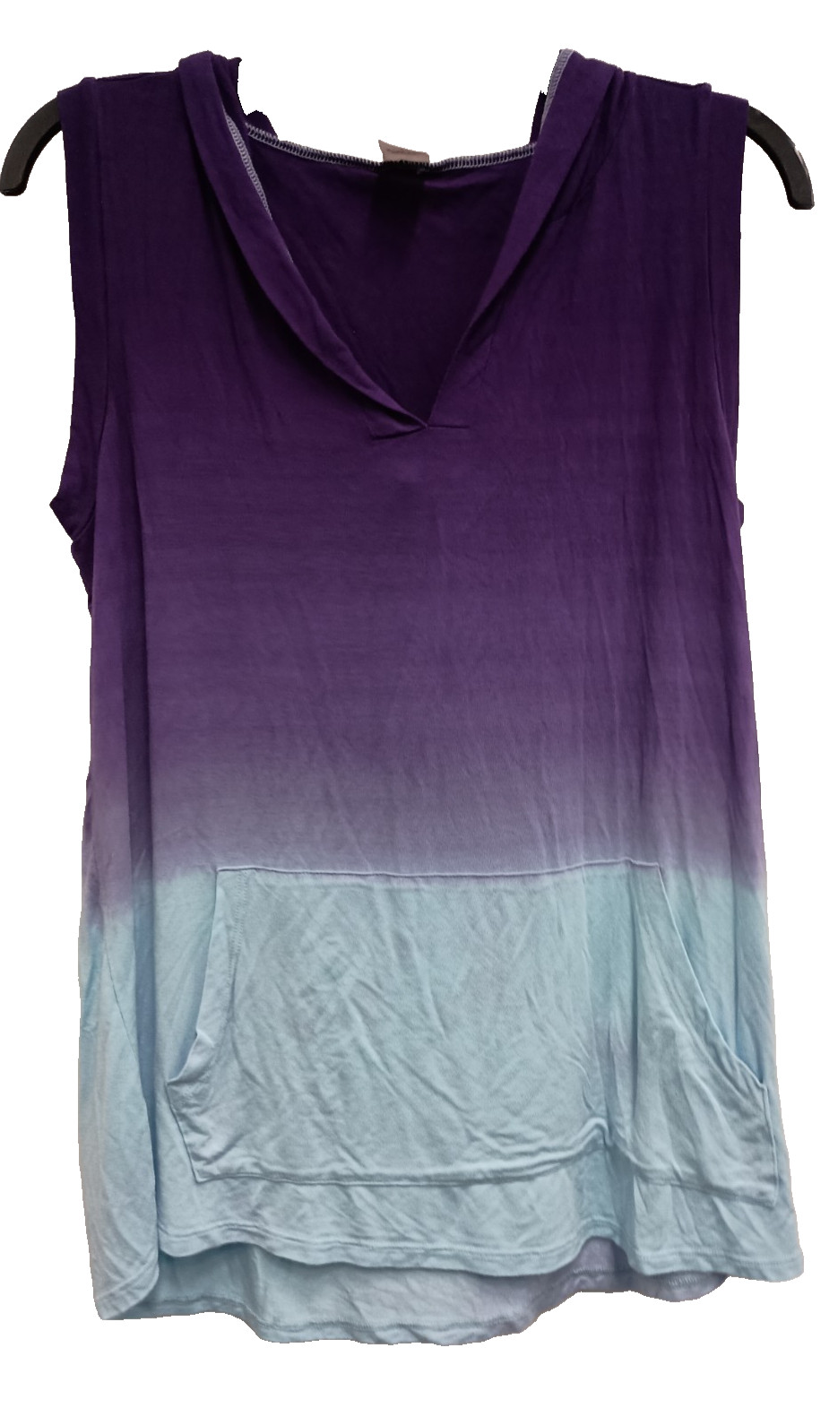 Sew In Love Womens BONO Hoodie Small Purple Blue Tie Dye Sleeveless Pullover