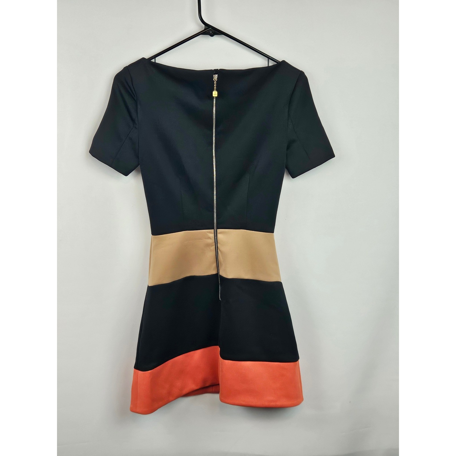 Elisabetta Franchi Colorblock Mini Dress Black Orange Tan IT 38 AB7303421