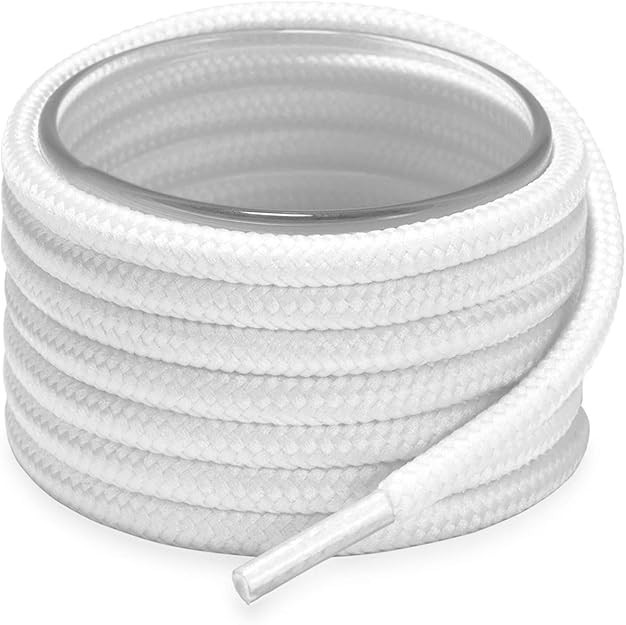 2pcs White Round Shoe Laces 50in for Sneakers Boots Athletic Running Shoes