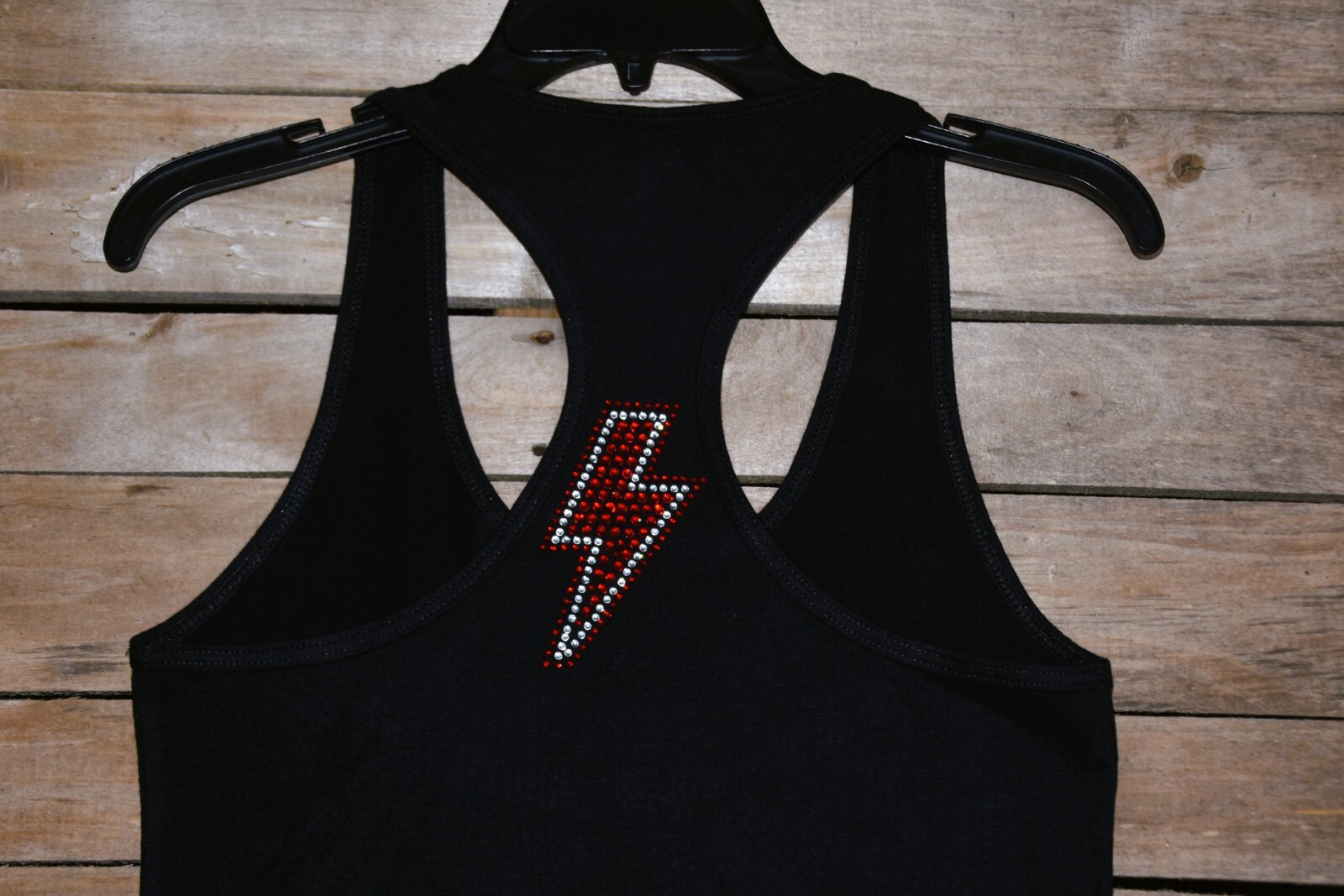 ACDC rhinestone bling racer back tank top XS, S, M, L, XL, 2X AC/DC clear
