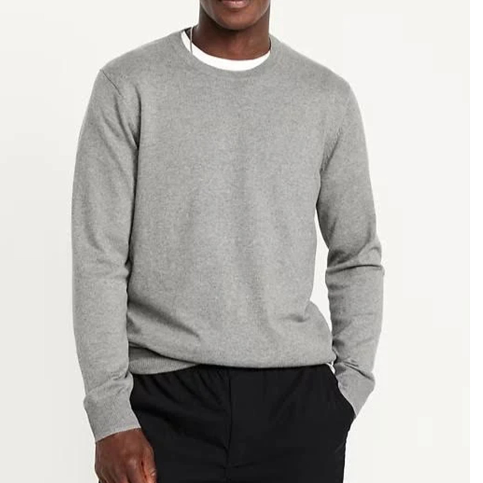 Men’s-Crew Neck Sweaters-Light Weight-Lt Gray-or Tan-60% Cotton-Preowned-Sz XLT