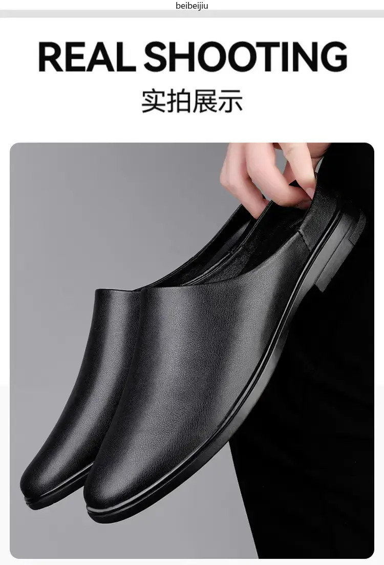 Men’s Flats Half Slippers Leather Casual Shoes Slip On Slides Mules Comfort Hot