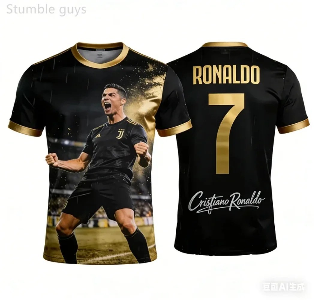 Ronaldo Football Jersey Style T-Shirt for Kids | 3D Print Design | Breathable