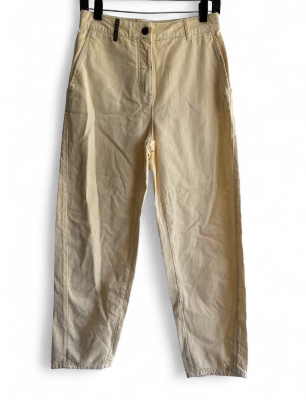 Preserico Women’s Butter Yellow Jean Straight Leg High Rise Italian Size 42 US 6