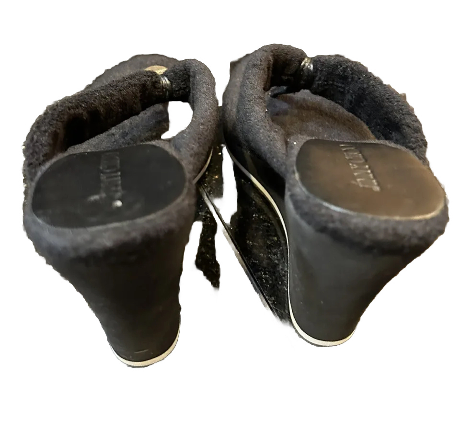 😎🖤Jimmy Choo Black Wedge Thong Sandals Size 35 1/2 EUC