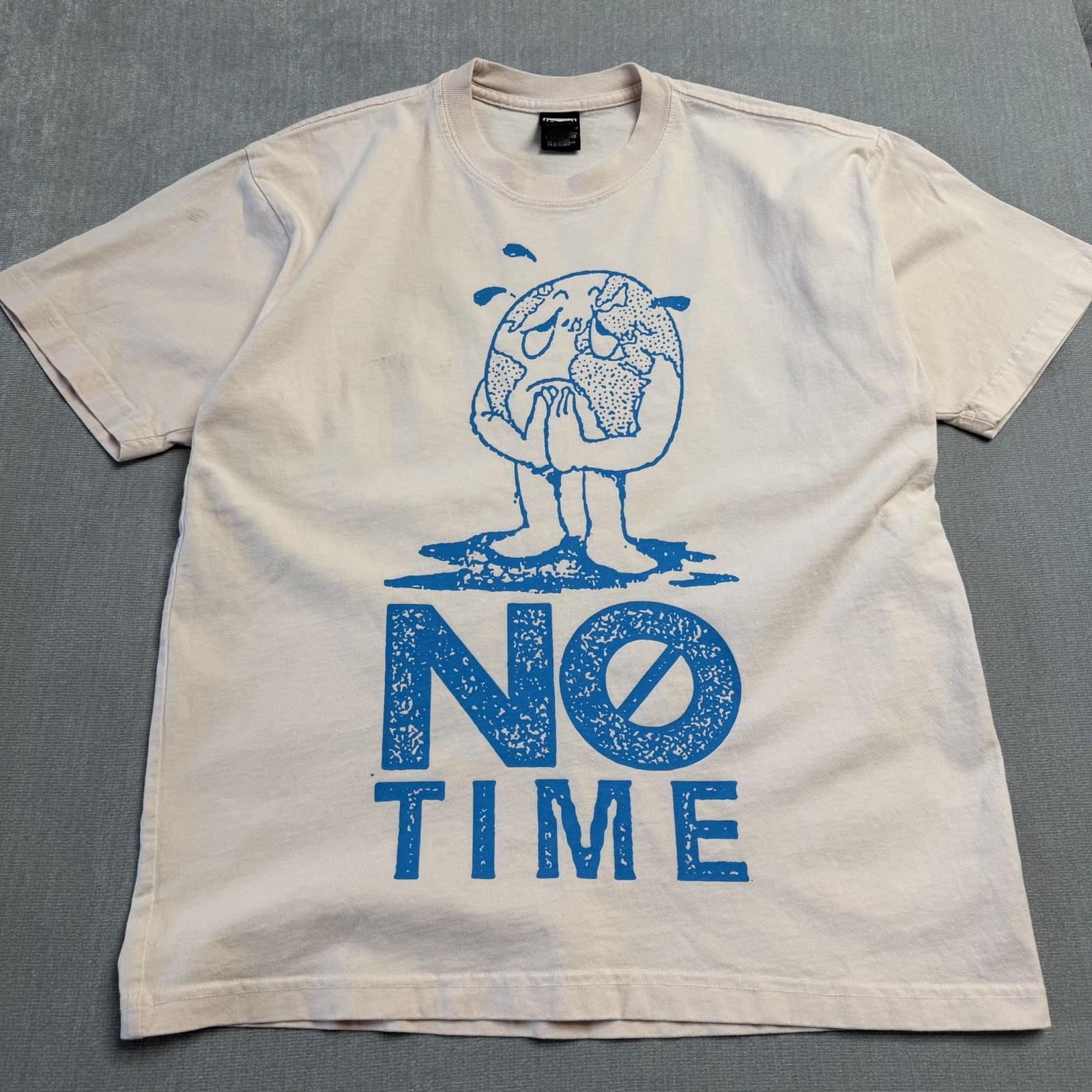 Obey No Time Graphic T Shirt Mens M Faded Cream Skate Streetwear Made Mexico