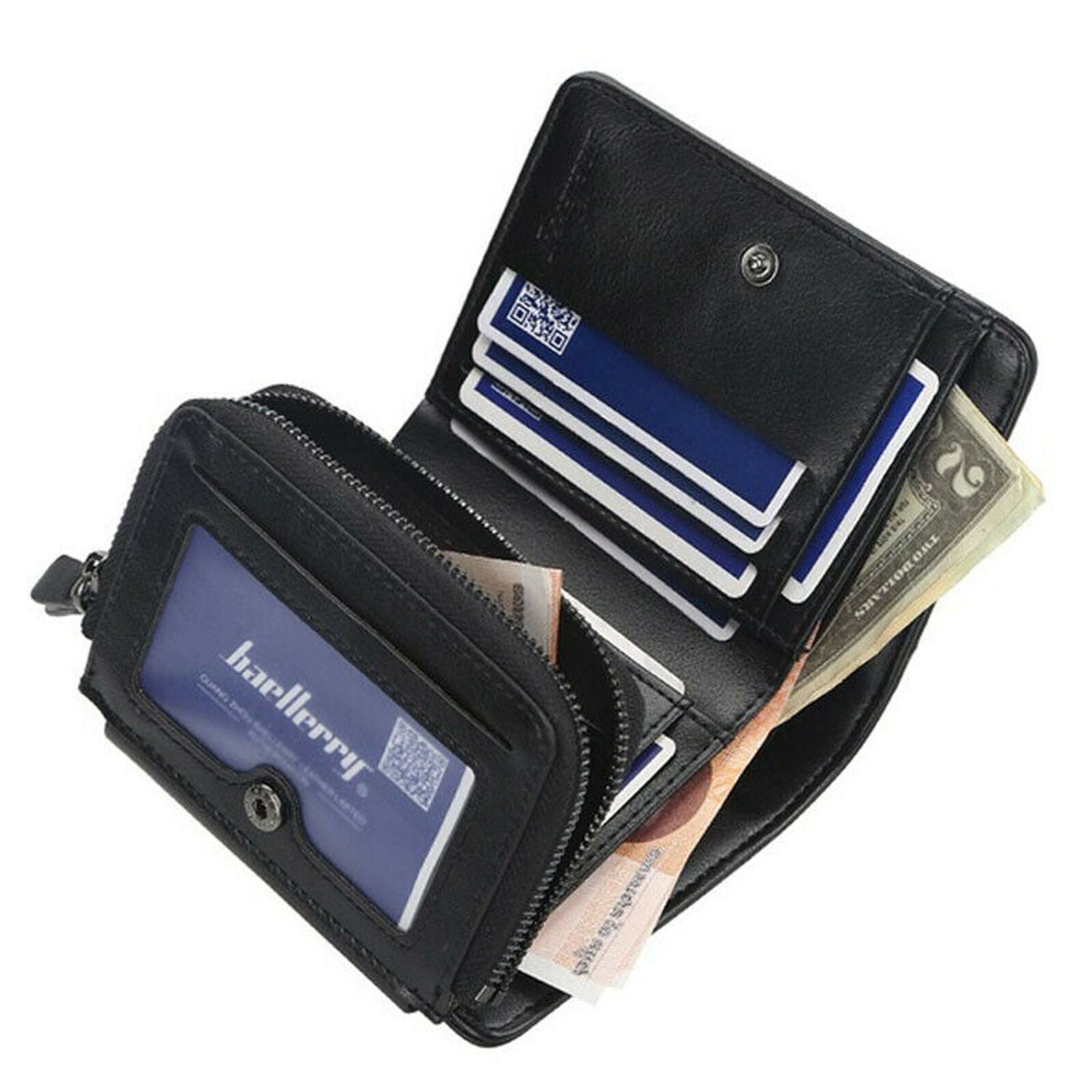 Mens RFID Blocking Leather Wallet Credit Card Holder Bifold Purse With Zip New