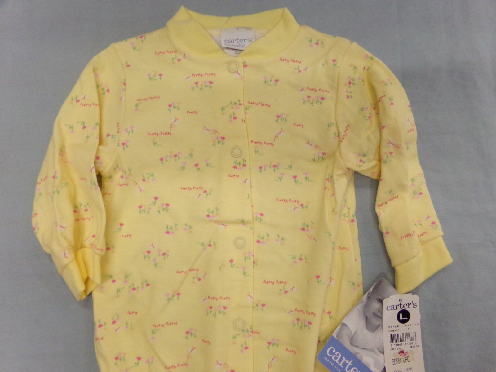Carter’s Starters Girls Yellow W Flowers 6-9 Months Sleeper NEW 100% Cotton