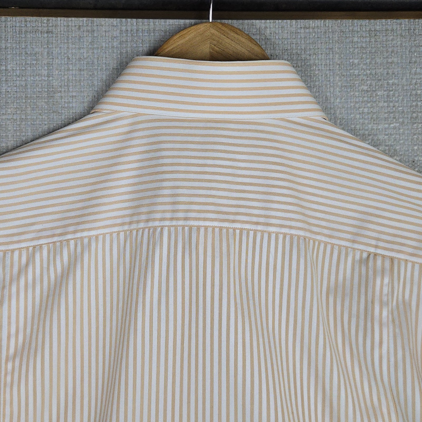 STEFANO RICCI Mens Size Large Made in Italy Shirt Orange Vertical Stripe Cotton