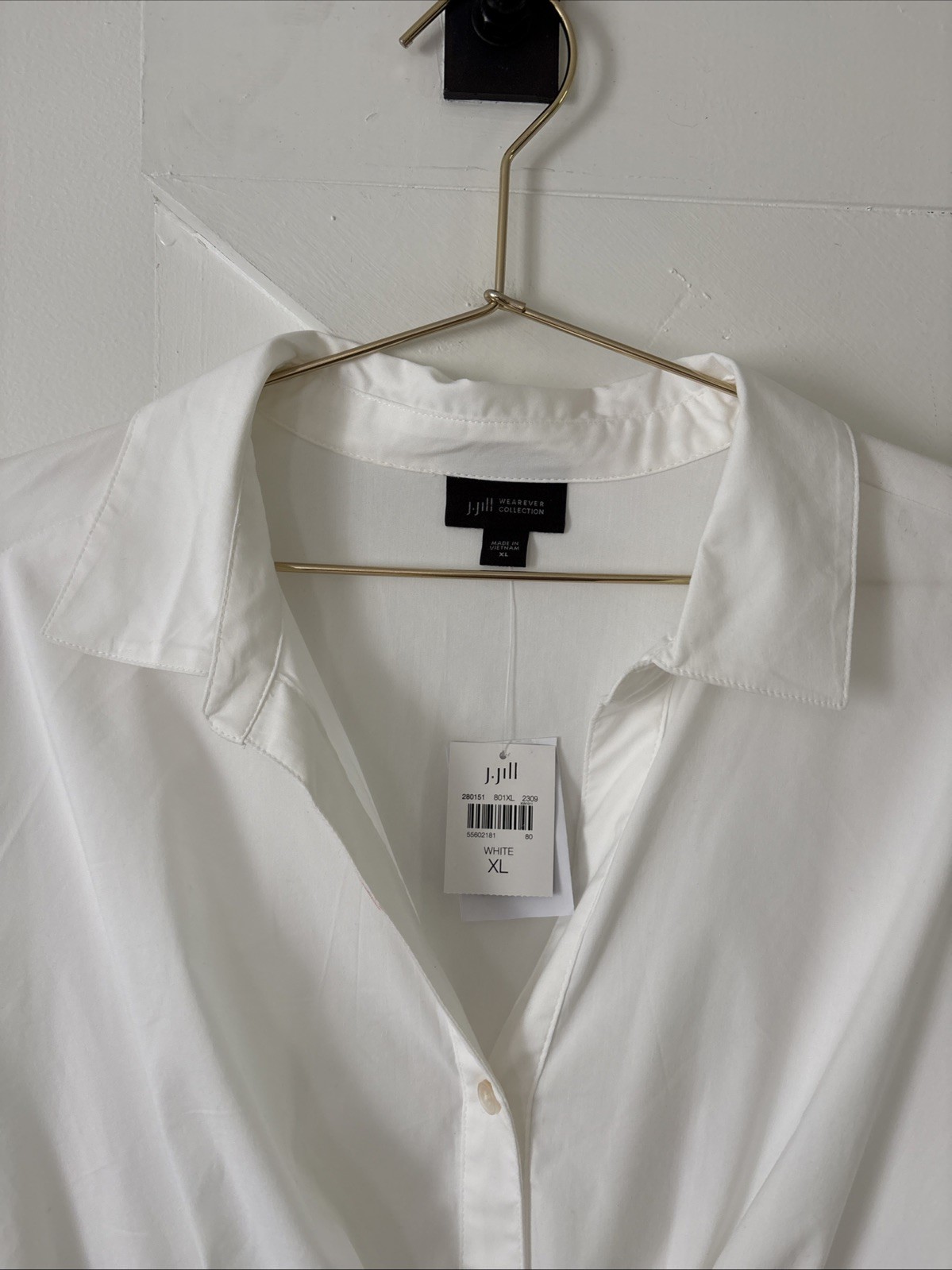 J. Jill Wearever Collection Poplin Shirt Ruched Twist Front Detail XL White