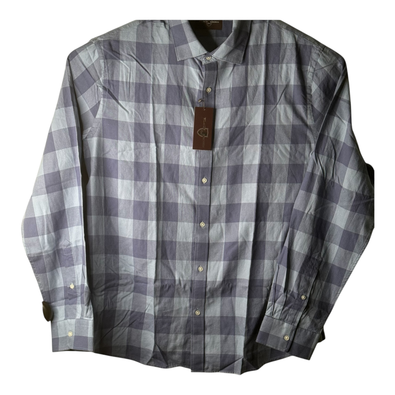 Black & Brown Long Button up Dress Shirt Collar Size XLT 100 % Baumwolle Cotton