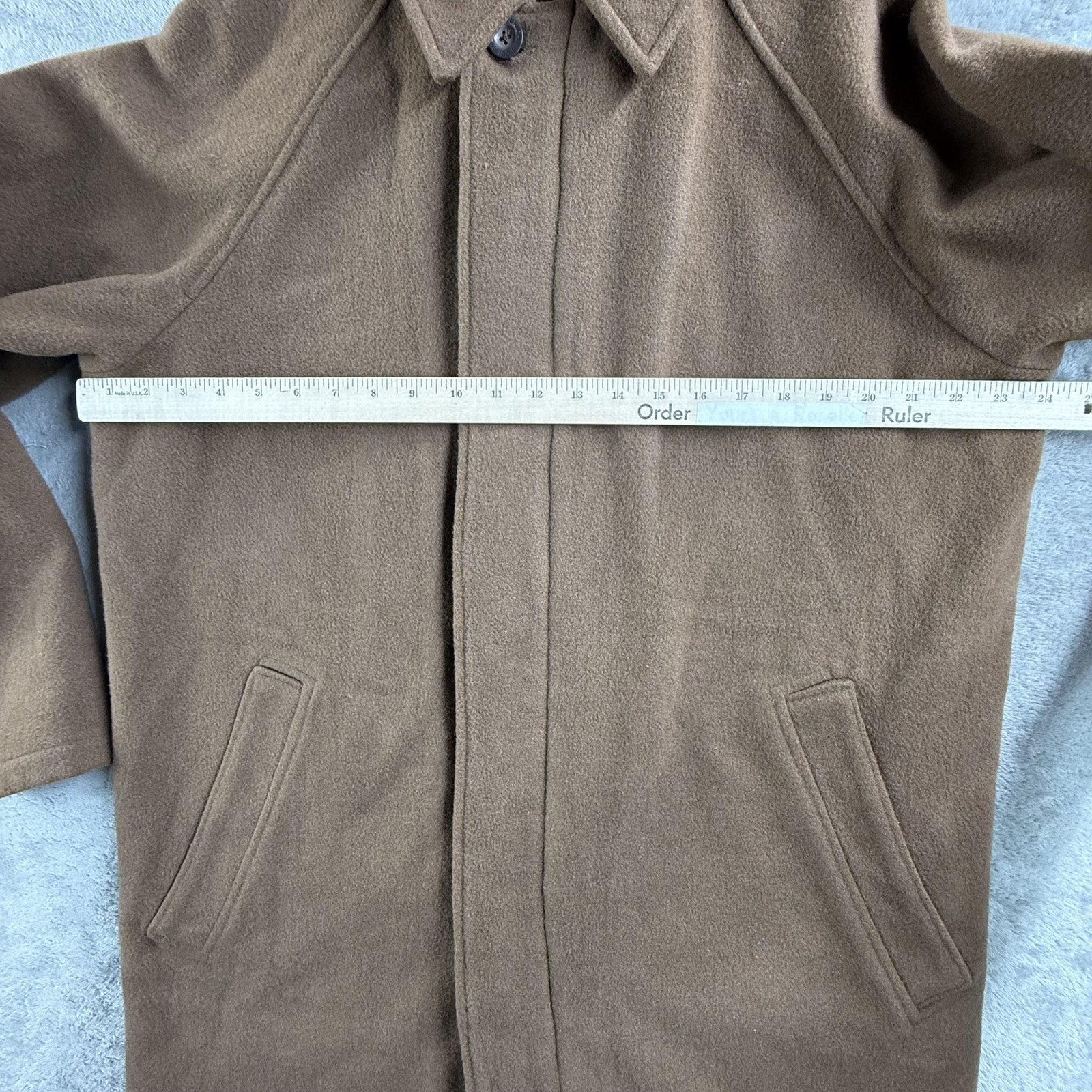 Woolrich Coat Mens Medium Brown Wool Overcoat Full Zip 22704 Nutmeg Lined Winter