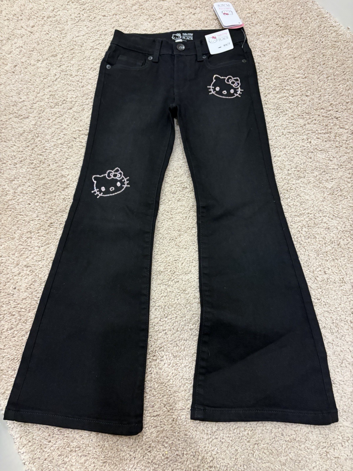 Hello Kitty The Children’s Place Black Jeans Girls Size 6x/7 New With Tags