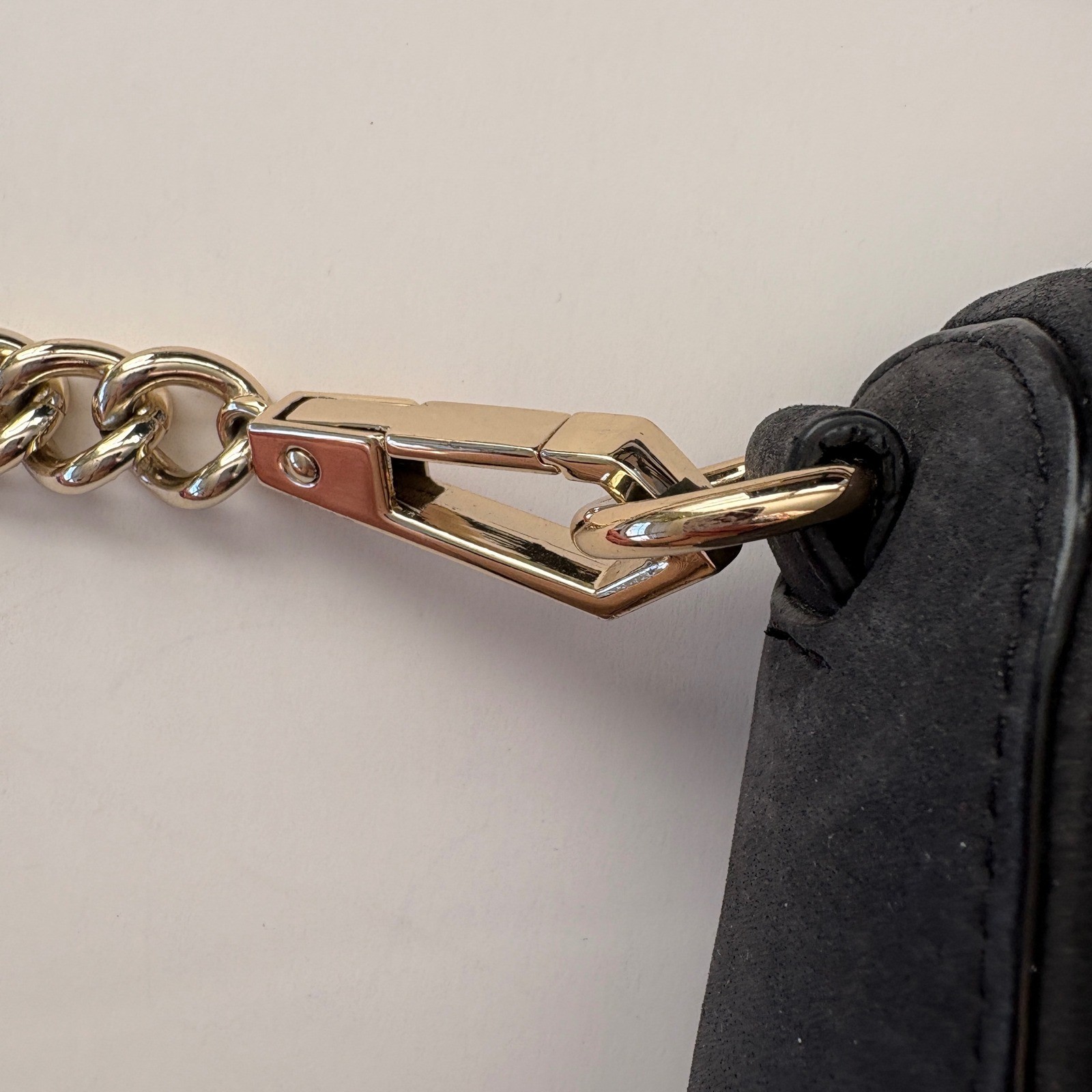 Rebecca Minkoff Mini MAC Crossbody Bag Black Nubuck Leather Gold Hardware Clutch