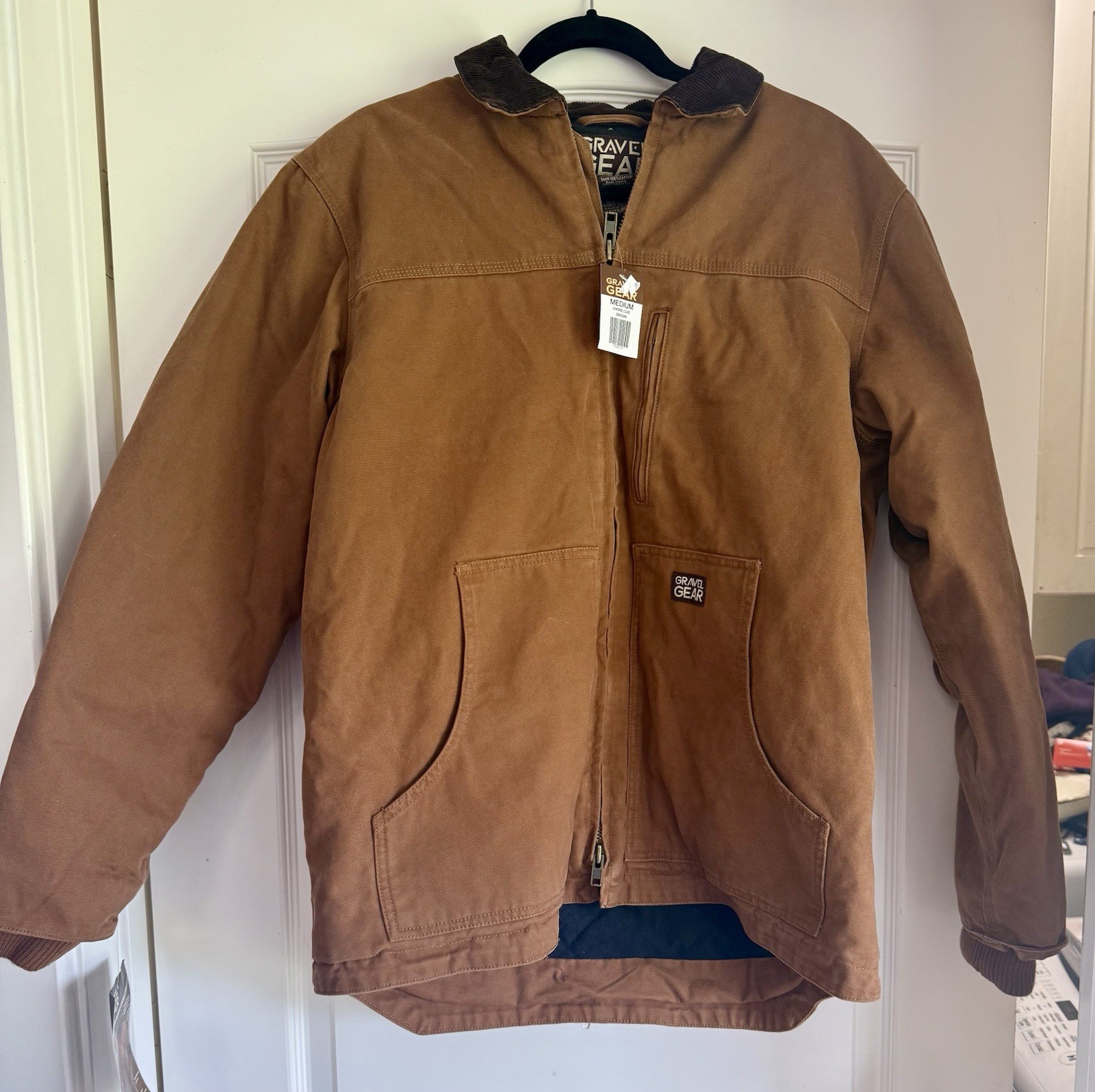 Gravel Gear Men’s Washed Duck Chore Coat – Brown, Med Jacket work wear NWT