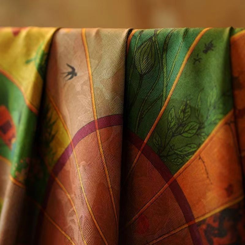 24 Solar Terms 68x68cm Xiangyun Sha Retro Chinese Style Square Scarf