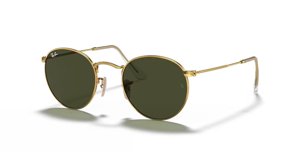 Ray-Ban Round Metal Sunglasses RB3447-001/50 Gold / Green Classic G-15 Lens