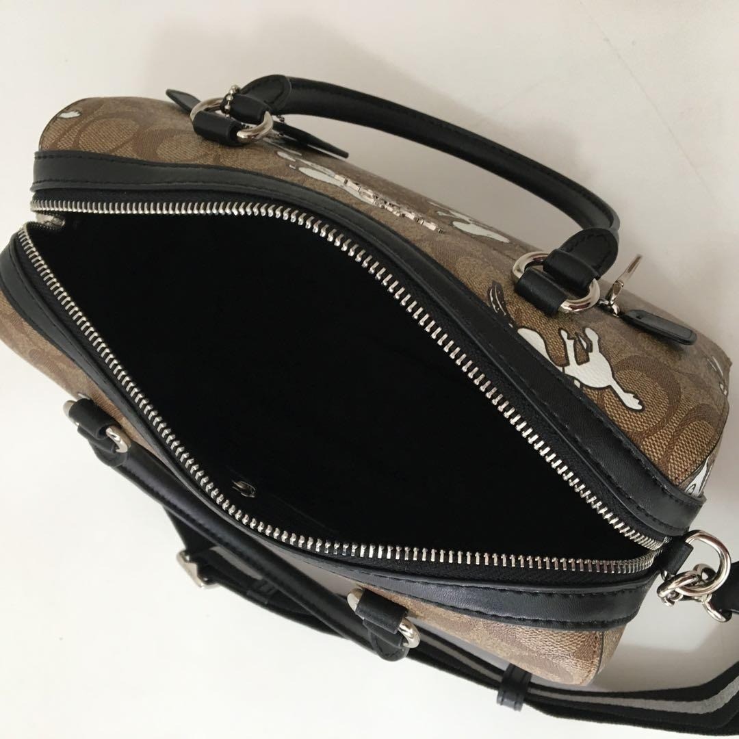 COACH x Peanuts Rowan Satchel In Signature Canvas Snoopy print C4118 outlet New