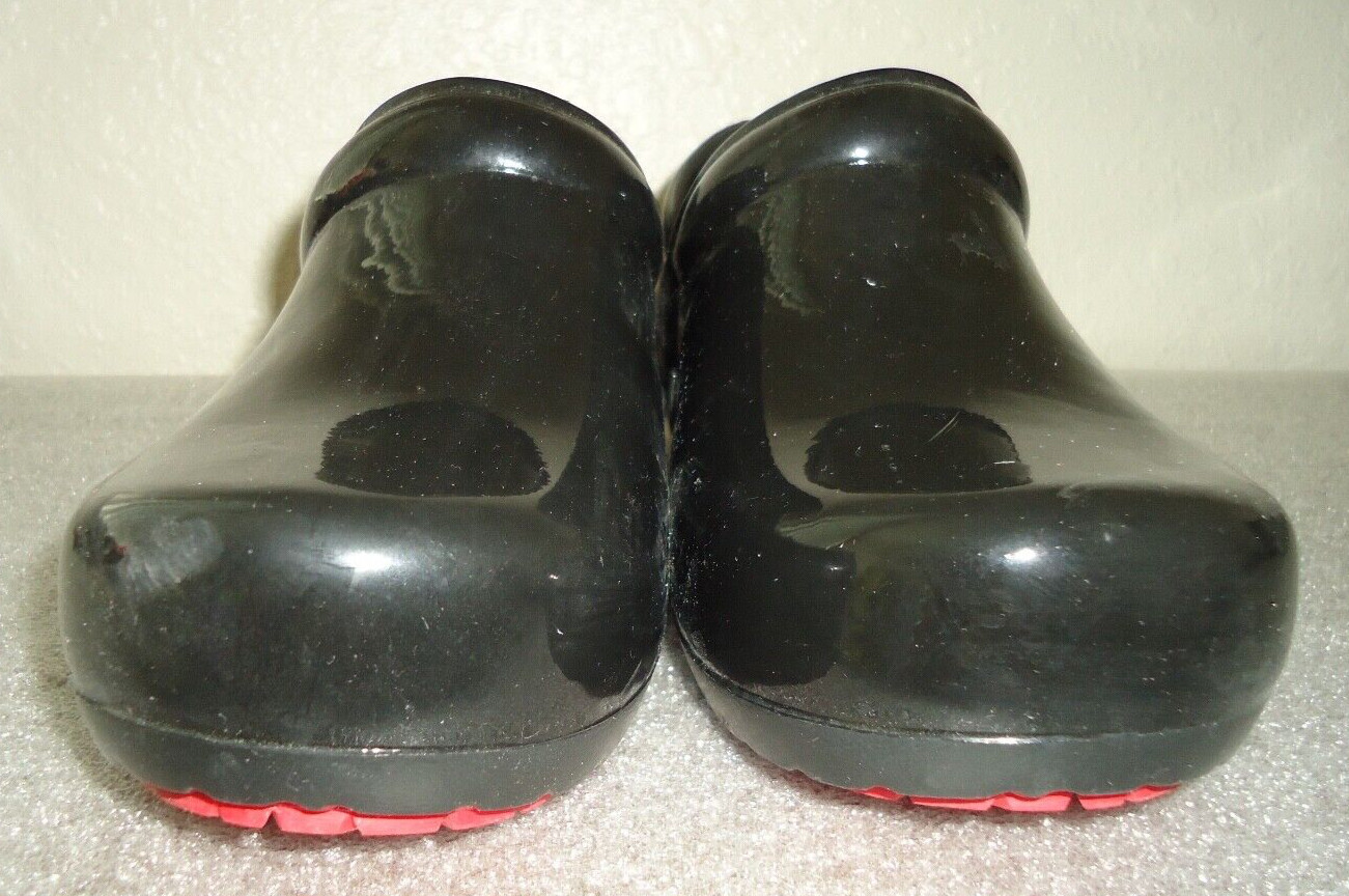 #3 Anywear Slip Resistant 7 Women / 5 Men Unisex Black/Red Patten Leather Clogs