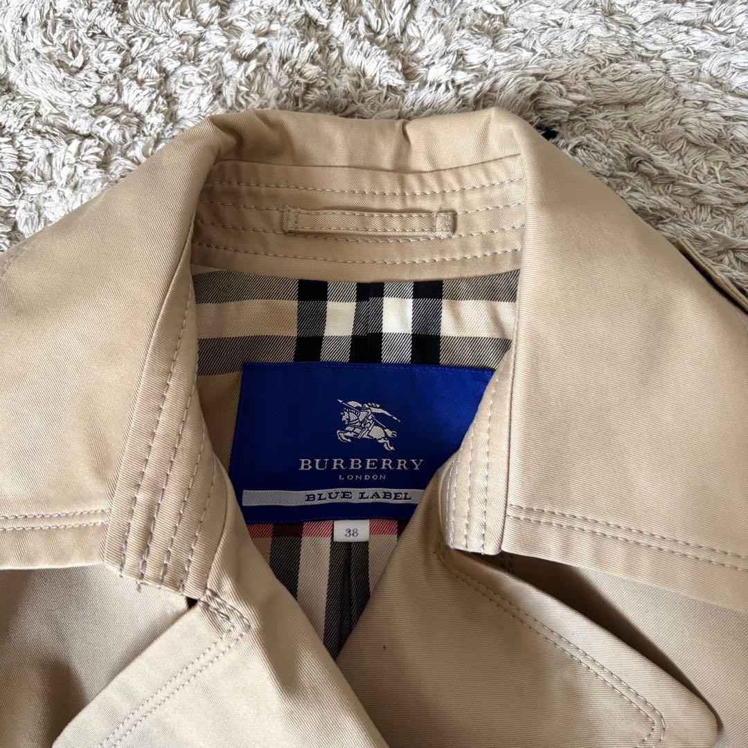 Burberry Blue Label Trench Coat Long Mega Check Belt