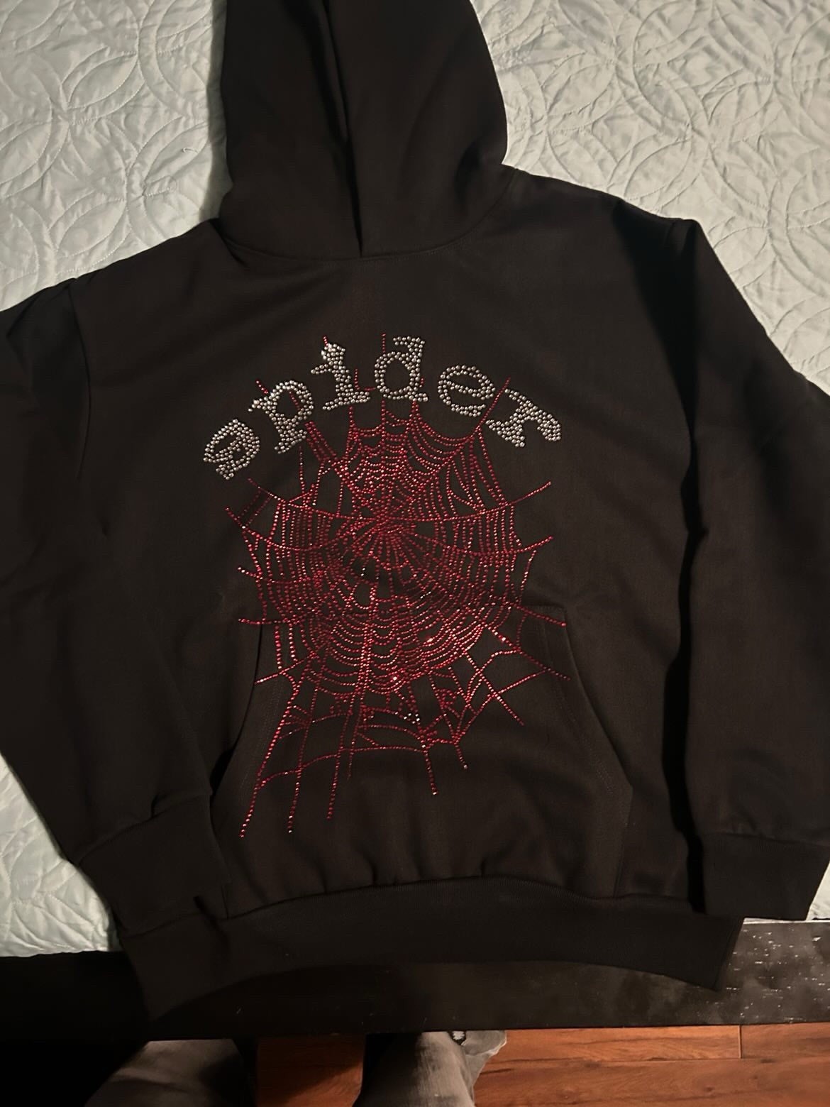 sp5der authentic Hoodie Black Hooded Pullover Men’s Size L