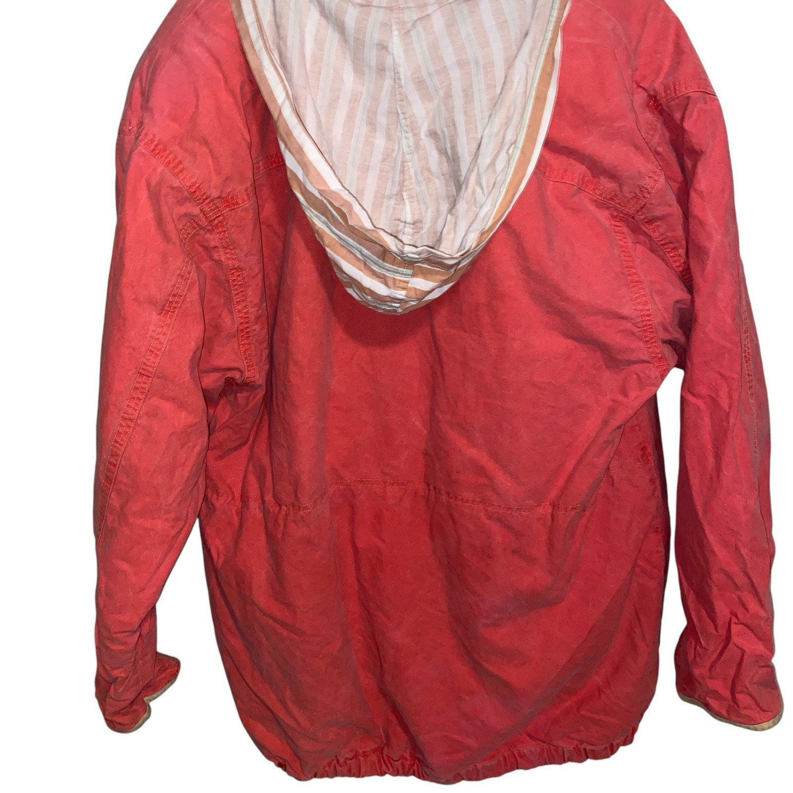 J McLaughlin Jacket Womens Medium Hood Sailing Preppy Outdoor Nautical Vtg Flaw