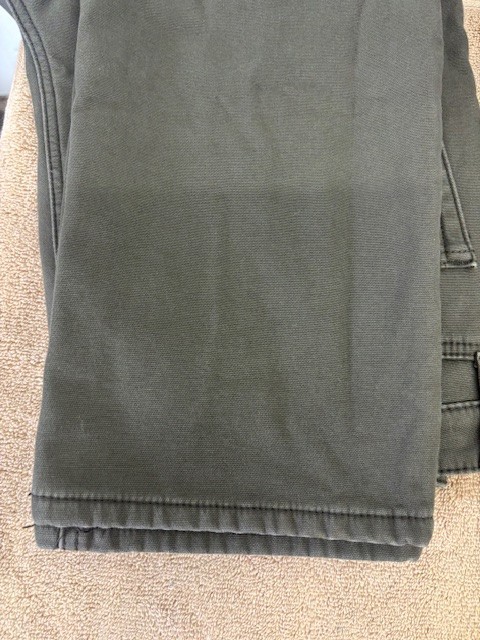Weatherproof MENS REGULAR Fit Fleece-Lined Stretch Canvas Pants(OLIVE 36X30)USED