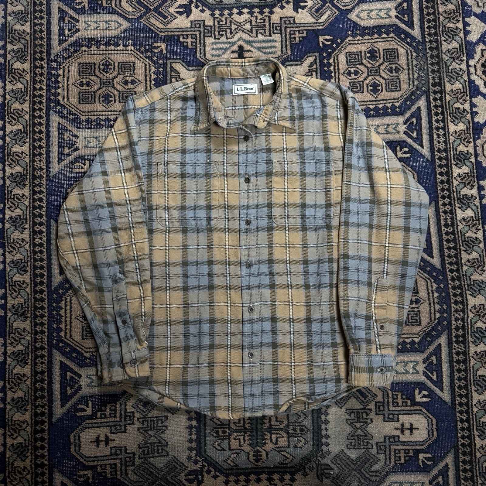 Vintage 1980s L.L. Bean Heavy Woven Cotton Flannel Shirt