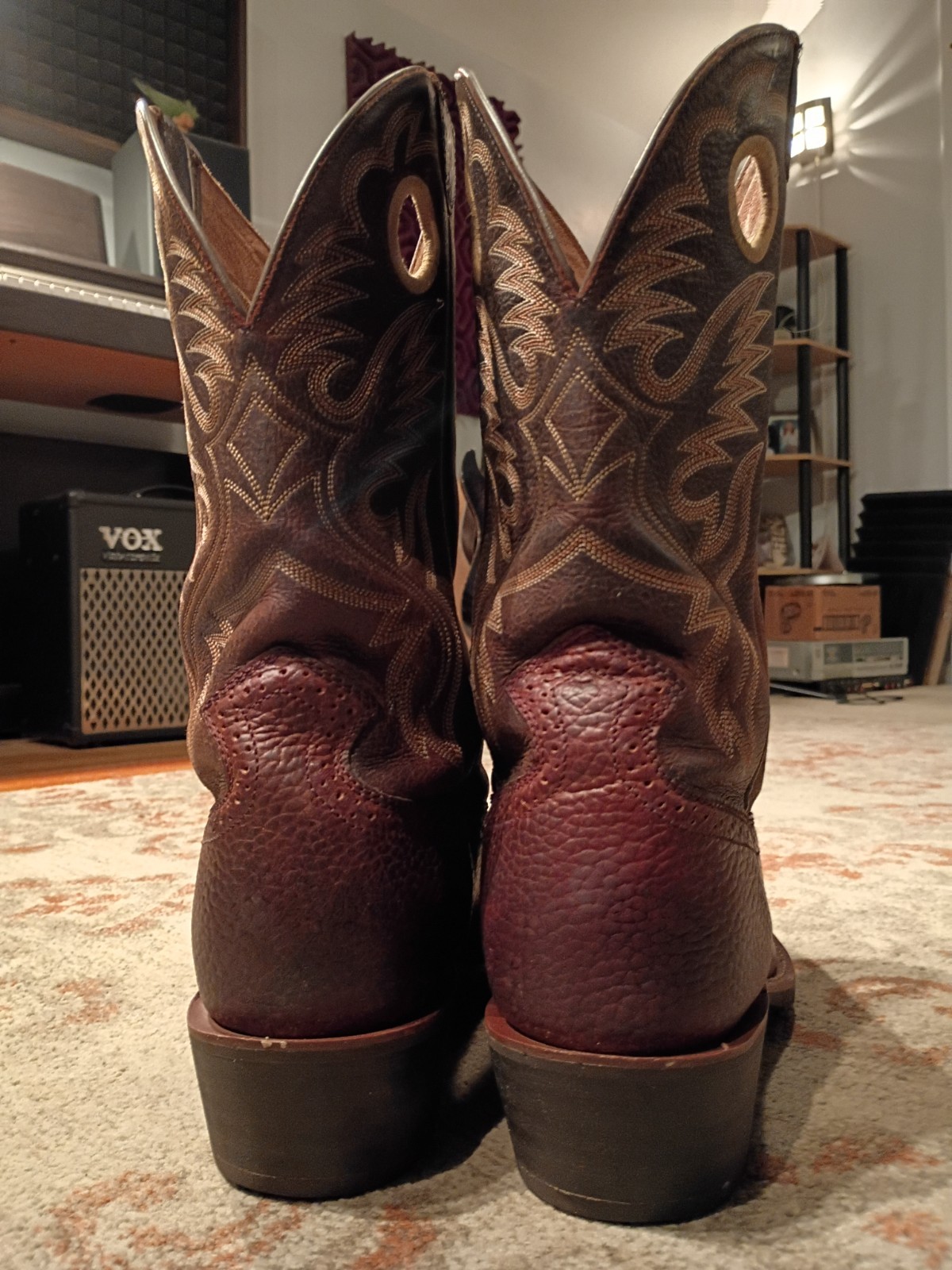 ARIAT ROUGHSTOCK BROWN BULLHIDE LEATHER SQUARE TOE COWBOY BOOTS #34824 MEN’S 13D