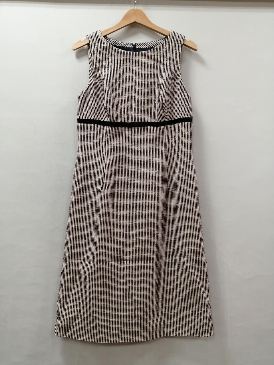 FERRAGAMO Sleeveless Dress 40cm Bust Beige Navy Women’s Size 42