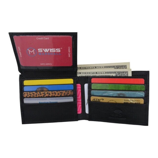 Genuine Leather Minimalist Bifold Wallets For Men RFID Blocking Slim Mens Wallet