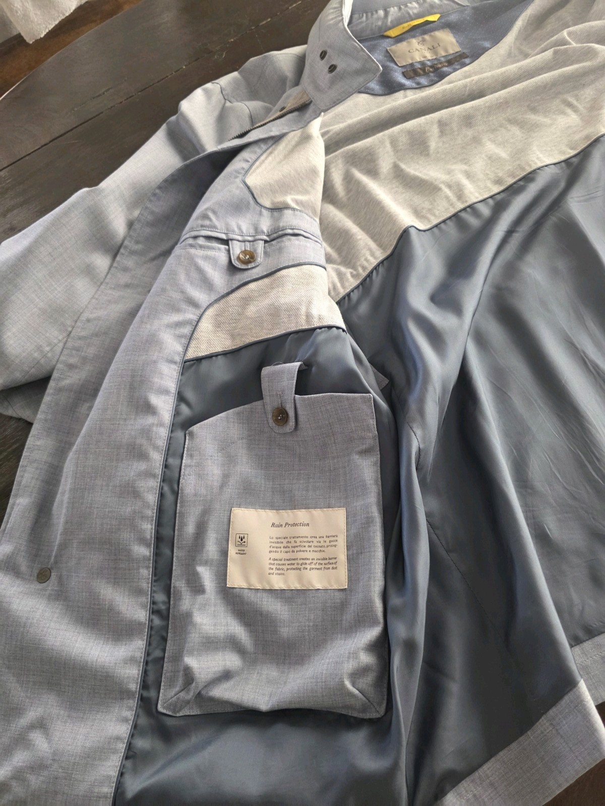 Canali Exclusive Mens Size 58 EU Light Blue Cashmere Lightweight Coat Jacket