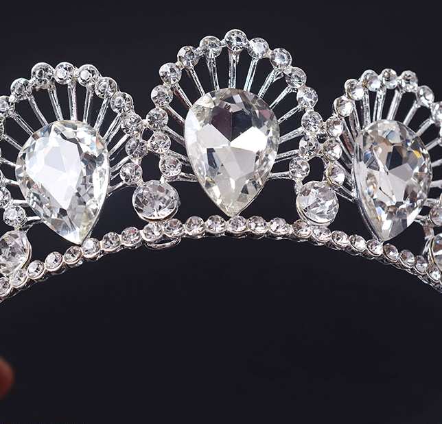 4cm Tall Adult Full Crystal Drip Wedding Bridal Queen Princess Prom Round Crown