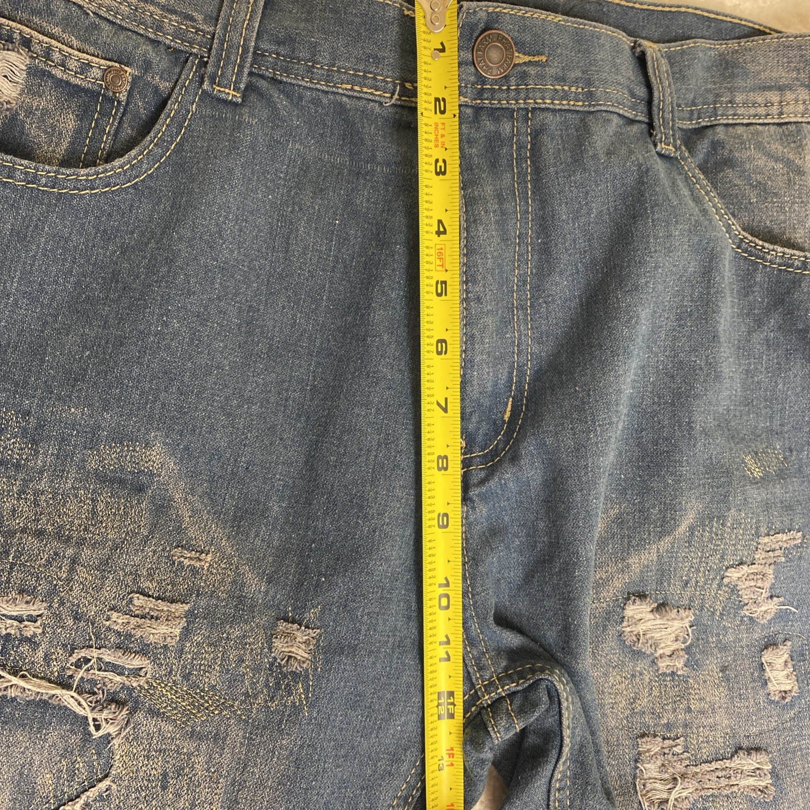 VTG. 90’s PHAT FARM Distressed Jeans Mens 38×30 Street Wear Grunge Hip Hop