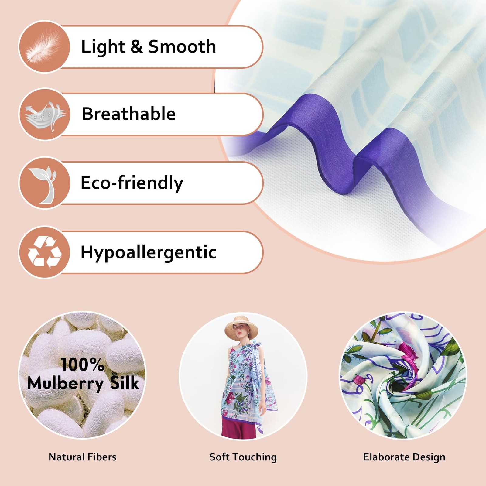 DANA XU 100% Mulberry Silk Pashmina Shawl for Women, 90″x43″ Wrap | Extra lar…