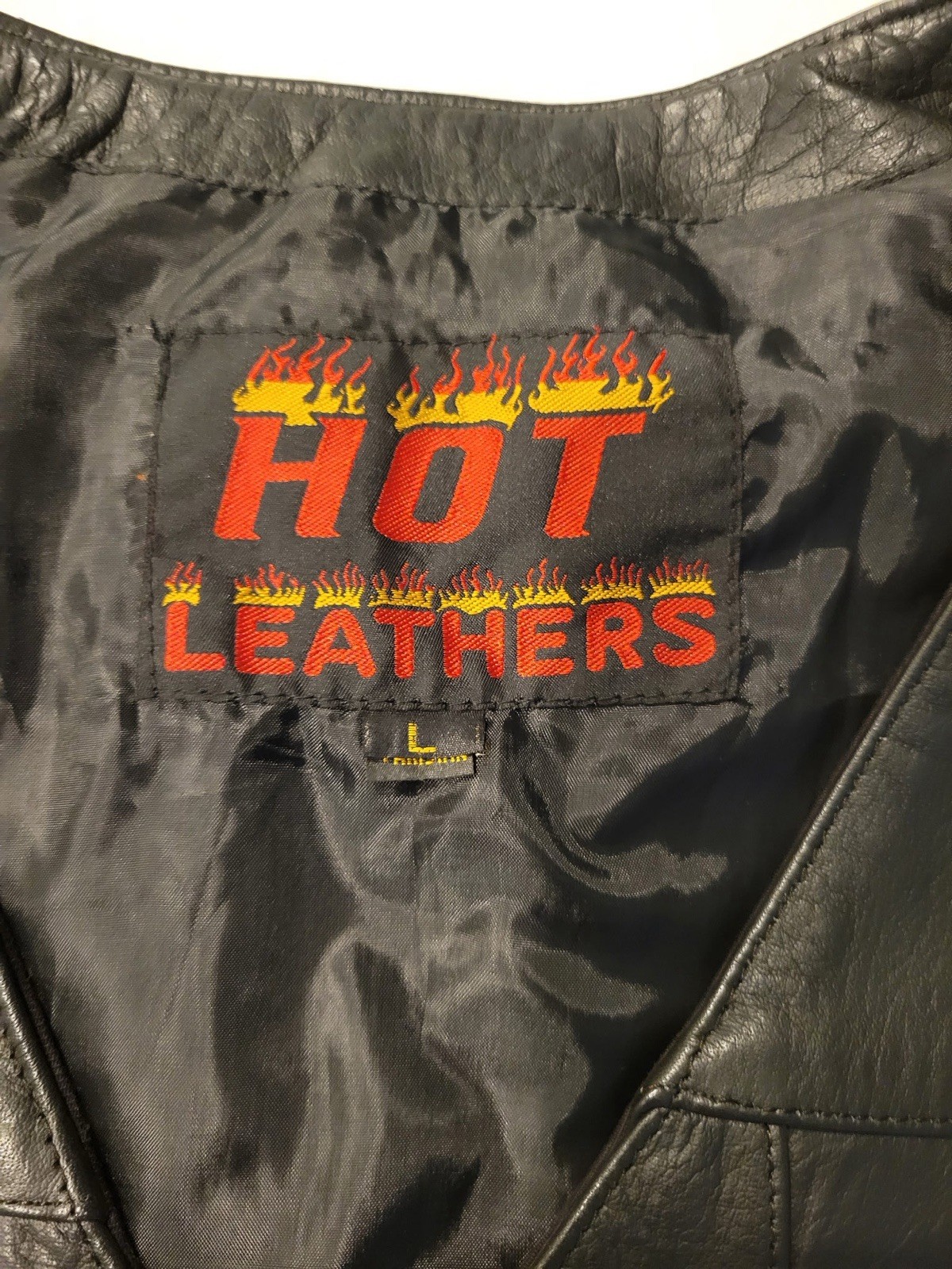 Hot Leathers Vest Mens Large Black Leather Motorcycle Snap Lace Up Sides